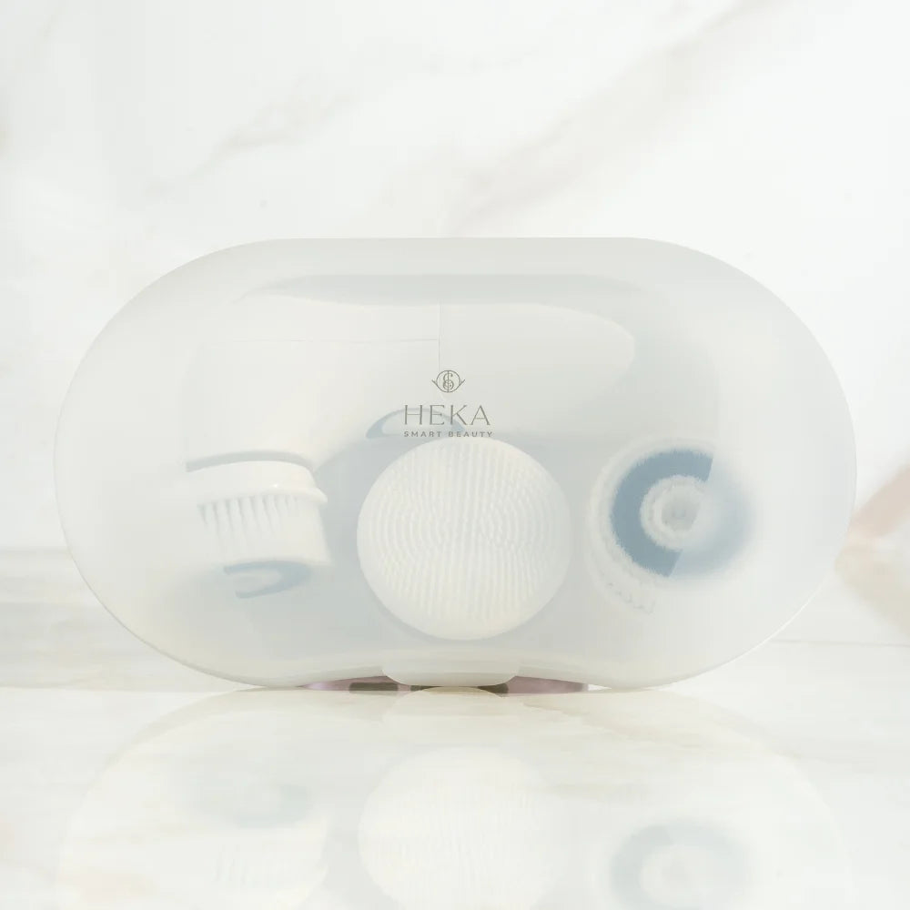 estuche cepillo facial para limpieza profunda smart revival brush heka